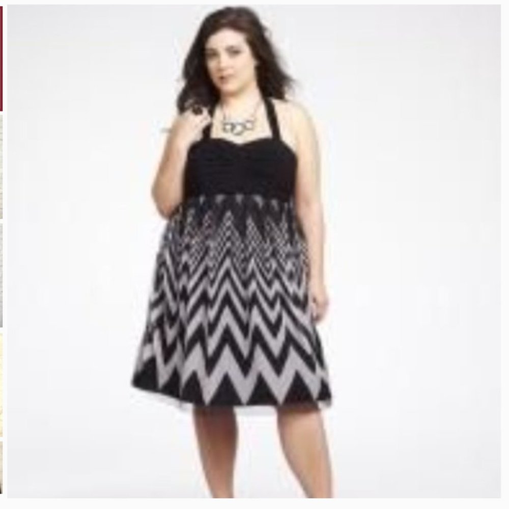New Noir strapless chevron chiffon party dress